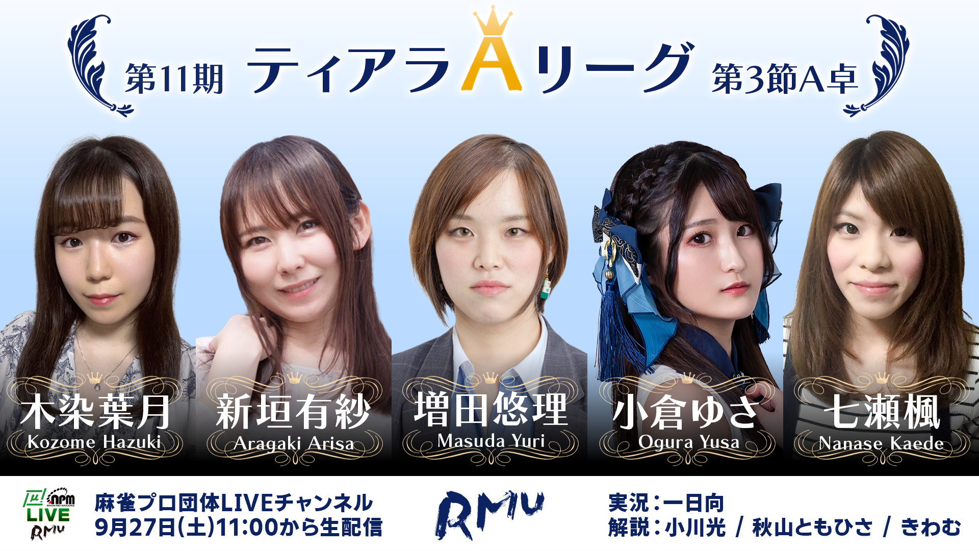 【麻雀】第11期ティアラAリーグ第3節A卓